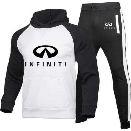 2021 Spring Autumn New Colorblock Men T-Shirts Infiniti Car Logo Casual High quality Cotton Men hoodie Sweatshirt suit 2pcs