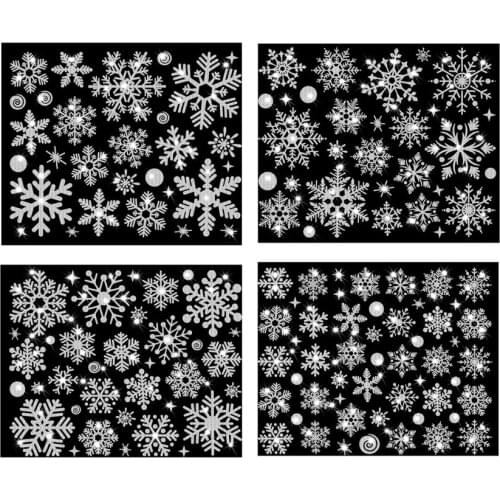 New Year wallpaper Christmas Glitter Snowflake Window Sticker electrostatic Wall Stickers Snowflake Door Glass Decor Decals