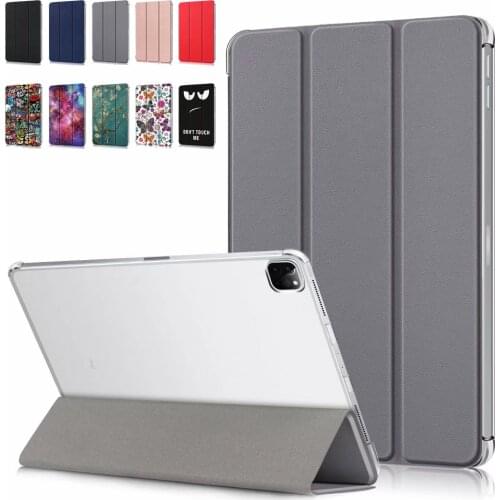 Solid Color PU Leather Cover for iPad Pro 12.9 2021 Case Tri-Fold Stand Funda Smart Case for iPad Pro 12 9 Case 2021 2020 2018