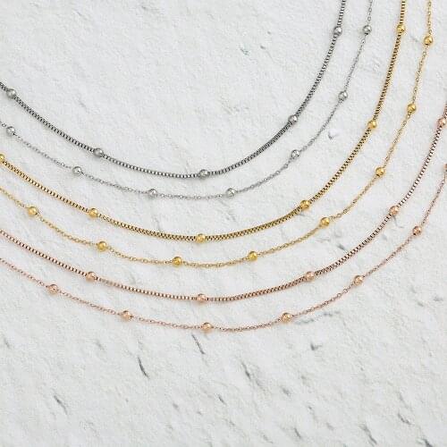 Wholesale Double Layer Bead Chain Necklace Stainless Steel Together ball Choker Chain as Mothers Day Gift 10pcs/lot