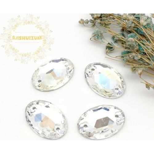 High-quality Crystal Moonlight 001MO oval Crystal Glass Sew-on Rhinestones with two holes DIY wedding Dresses and Clothes