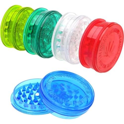 Plastic Tobacco Grinder Leaf Herbal Herb Smoke Spice Crusher Hand Muller 3 Layer Dia6 cm Smoking Accessories Color Random