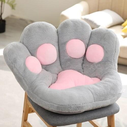 60/72cm Furry Paw Plush Pillow Cushion Grey Pink Blue White Indoor Floor Chair Stuffed Plush Mat Sofa Winter Warm Decor Pillow