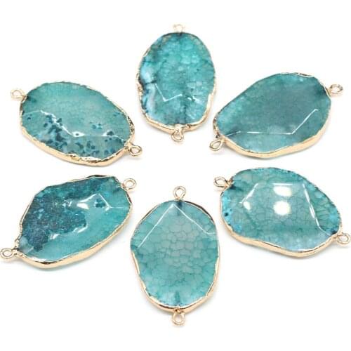 Natural Agates Stone Pendant Connectors Irregular Dragon Pattern Crystal Agates Link Charms for Jewelry Making Necklace Bracelet