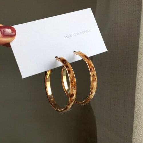 Factory direct big circle tide female earring leopard earrings atmosphere fashion net red exaggerated face thin earrings