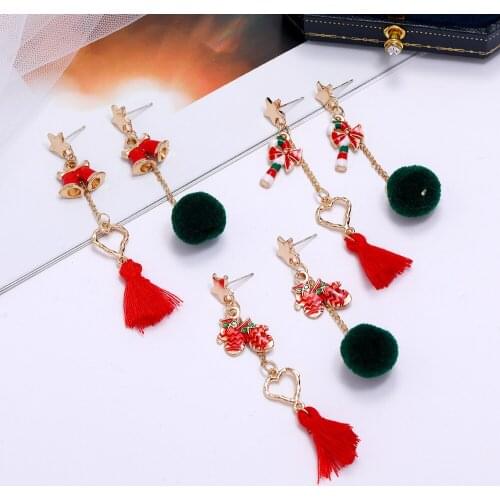 Christmas bell/elk/boots star-shaped wool earrings Christmas tree/snowflakes/candy /gloves earring set holiday gifts for lover
