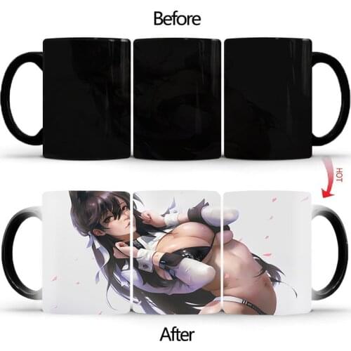 Sexy girl Cup Hot Reaction Coffee Cup Creative Color Changing Ceramic Magic Tea Milk Coffee Mug Funny Gift BSKT-083