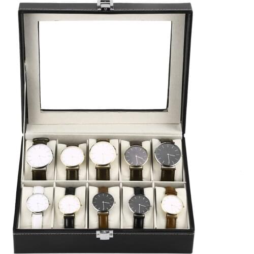 New 2/6/10/12 Girds Leather/Carbon Fiber Luxury Watch Box Jewelry Storage Box Organizer For Rings Bracelet Display Holder Case