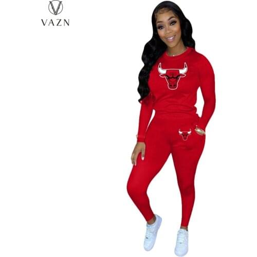 VAZN 2021 Autumn High-end Tracksuits Free Young Simple Soft Full Sleeve Group Long Pencil Pants Slim Women 2 Piece Set