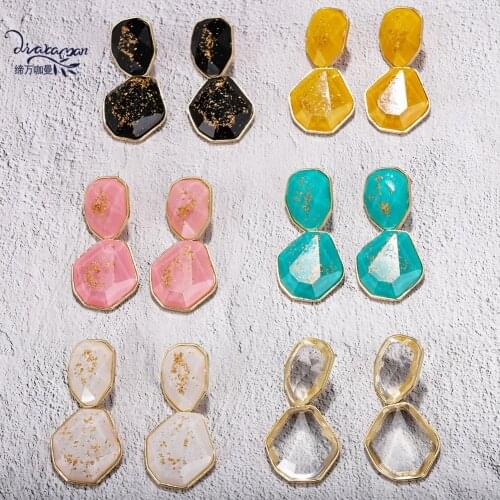 Dvacaman Irregular Geometric Crystal Drop Earrings Women Indian Bridal Wedding Statement Earrings Nigerian Party Jewelry Bijoux