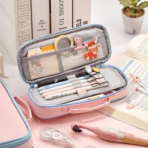 Angoo Large Capacity Pencil Case Classic Pocket Pen Pencil Bag Stationery Storage Bag Organizer for Cosmetic Travel Student