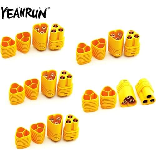 YEAHRUN Yellow MT60 3.5mm 3-pin Motor Connector Bullet Plug Set For RC Model Car Parts Accessories