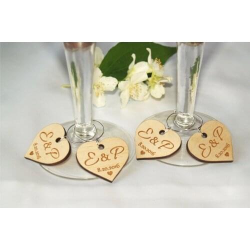 Custom Wedding wine charms, , Wine glass charms, Wood wine charms, Wedding favors