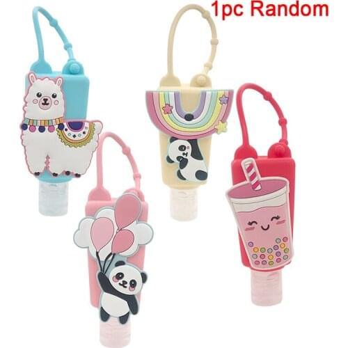 1Pc 30ml Portable Cartoon Animal Sanitizer Gel Holder Safe Hand Gel Dispenser with Keychain Mini Disinfection holder for Kids