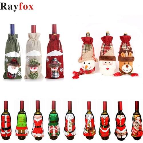 Christmas Decoration For Home 1PC Santa Claus Wine Bottle Cover Cristmas Decoration Xmas Navidad Decor For New Year Frozen Party