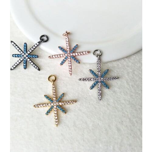10Pcs CZ crystal snowflake Charm,CZ zircon Micro pave Turkish Style Pendant,Jewelry Finding DIY necklace making P601