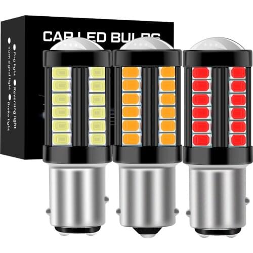2PCS 33SMD S25 1156 BA15S P21W 1157 BAY15D P21/5W LED Bulb R5W R10W Car Turn Signal Light Reserve Lamps Auto Brake Light 12-24v