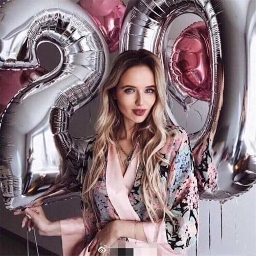 2pcs 16/32/40 inch Rose Gold Number Foil Helium Balloons Congratulate 21 30 50 60 Years Old Adult Birthday Party Decor Supplies