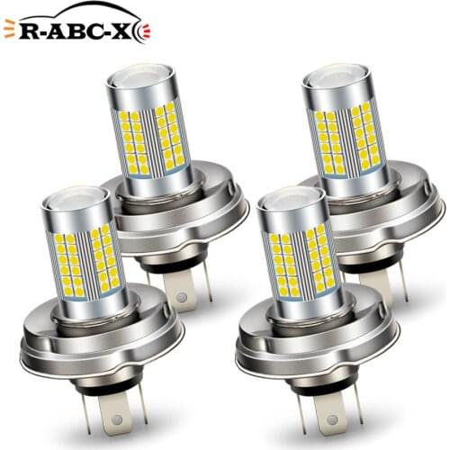 4Pcs P45T H4 1200Lm Motorcycle Motorbike Headlight DC 6V 10-30V 12V 24V 66 3030SMD LED Moped Scooter ATV Bulb 6000K 12W/2W