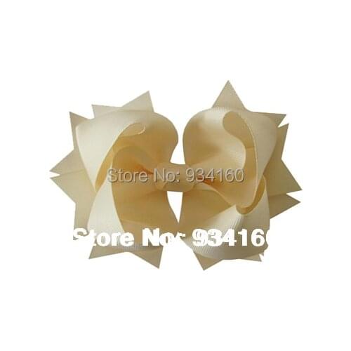 6" Large Solid grosgrain Ribbon bow ,children Spike hair clip 30pcs