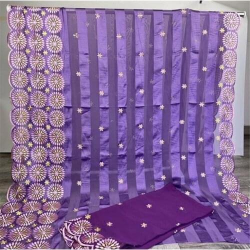 7yards African Lace Fabrics Soft Material Satin Silk Fabric With Chiffon Blouse 2021 Latest Design Dubai Fabric For Dress