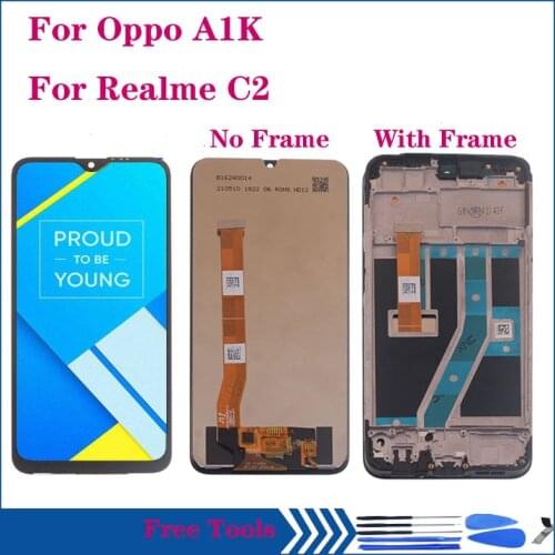 AAA Quality For Oppo A1K CPH1923 LCD Display Touch Screen Digitizer Assembly For Realme C2 RMX1941 LCD With Frame Repair kit
