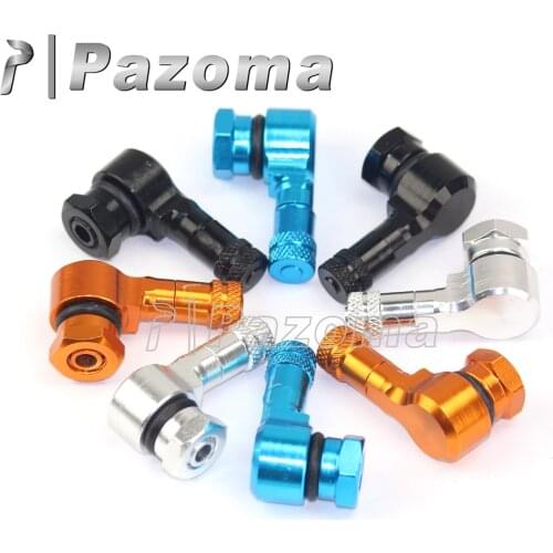 PAZOMA 2 Pcs Racing Moto CNC Aluminum Wheels Tubeless Tires Valve Stems Caps 90 Degrees 11.3mm 0.453" Valve Stem