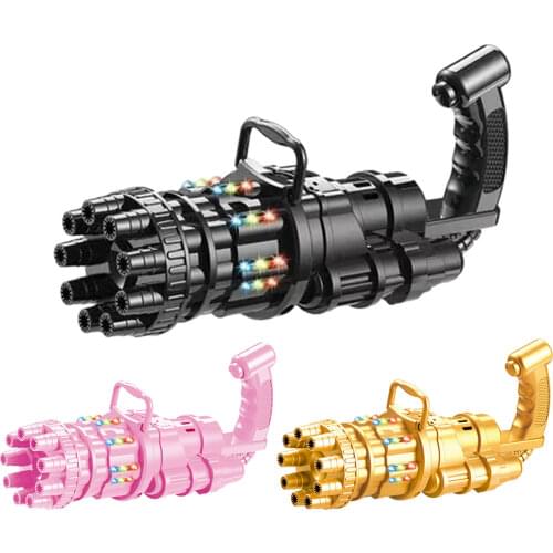 New Gatling Bubble Machine Automatic Bubble Blower Soap Bubble Gun with Light & Music Summer Outdoor Toys for Children Gift