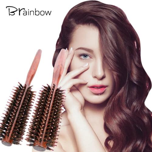 Brainbow 1piece S M L Natural Wood Comb Bristle Anti-Static Curly Handle Brush Hairdressing Barber Hair Salon Styling Care Tools
