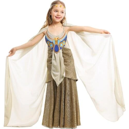 Kids Ancient Egypt Mythology Cosplay Costume Girls Renaissance Greek Goddess Cleopatra Princess Queen Dress Costumes Party