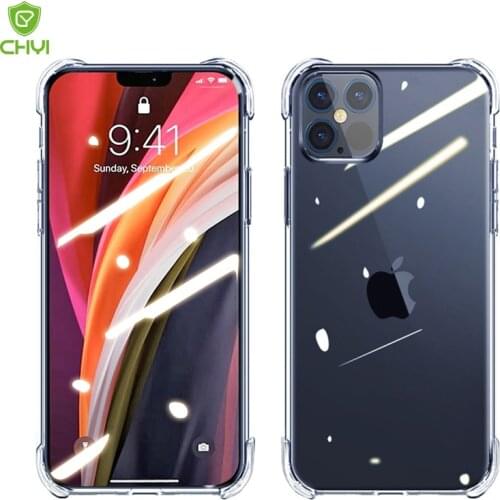 For iphone 12 Pro Max Case 12mini Silicone Airbag cover Shockproof Transparent Protective original Clear Back Cover TPU