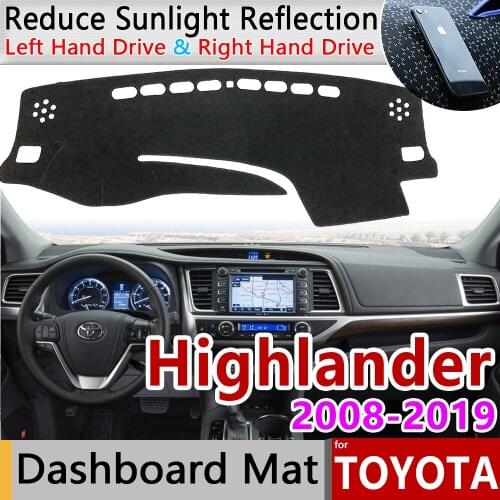 For Toyota Highlander 2008~2019 XU40 XU50 Kluger Anti-Slip Mat Dashboard Cover Pad Sunshade Dashmat Carpet Car Accessories rug