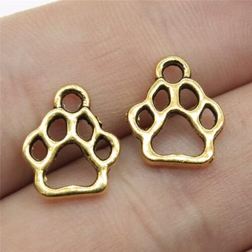 40pcs Charms Dog Paw 13x11mm Tibetan Bronze Silver Color Pendants Antique Jewelry Making DIY Handmade Craft