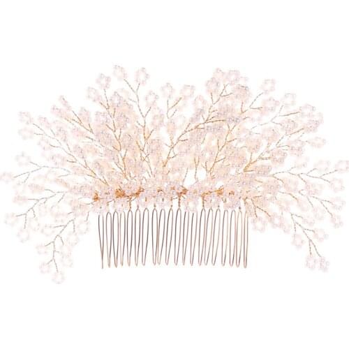 Elegant gold bridal hair accessories bead hair comb bridal hair accessories wedding dress accessories