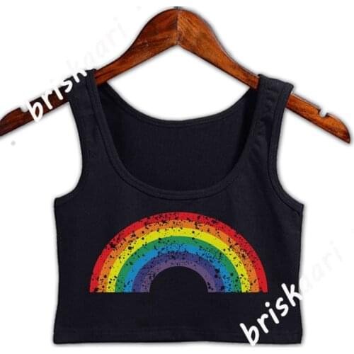Gay Pride Rainbow Crop Top Women Sleeveless For Girl O-Neck Designer Tops Spring Cool Gift Vest
