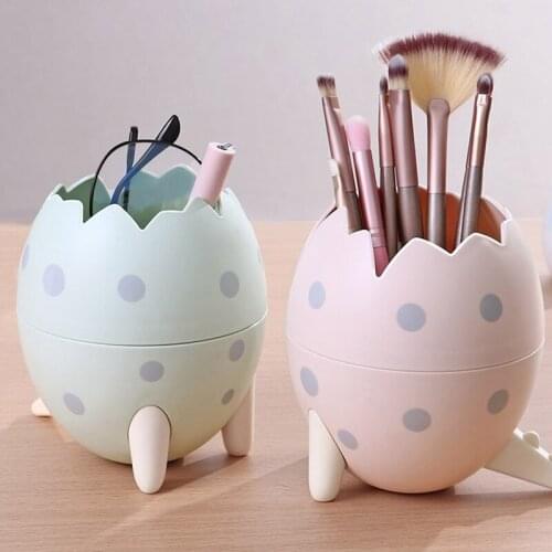 1Pc Cute Dinosaur Egg Shape Pen Holder School Office Desktop Organizer Kawaii Makeup Brush Organizer Cute Desk Decoration