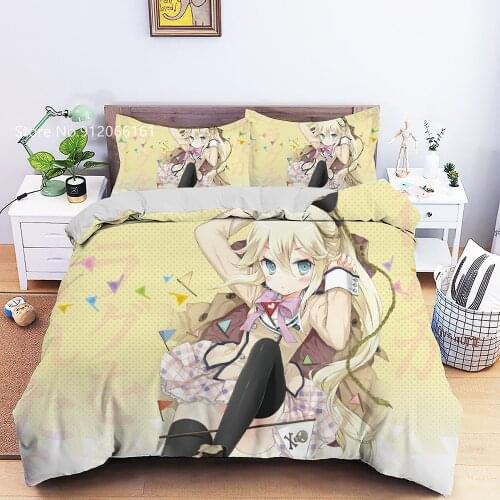 If She Were To Break The Flag Bedding Set 3D Print Kanojo Ga Flag Wo Oraretara Duvet Cover Anime Girls Bed Quilt Cover Decor