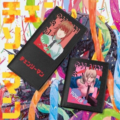 Anime Chainsaw Man Power Hayakawa Aki Makima Cosplay Purse PU Folding Wallet Cartoon Card Holdr Billfold Game Student Xmas Gift