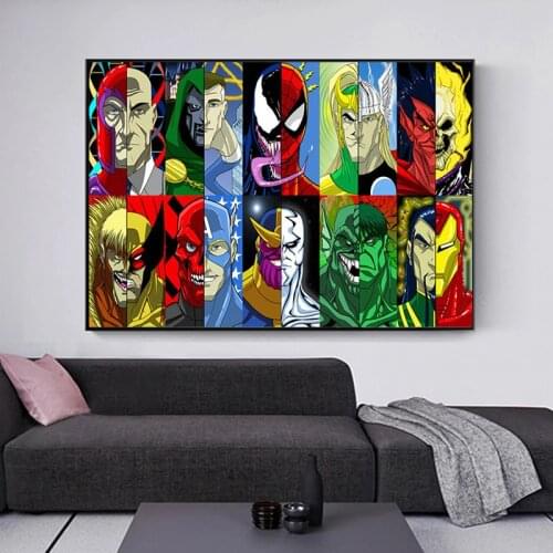 Fashion Marvel Superhero Character Canvas Painting Avengers Posters and Prints Wall Art Picture for Living Room Comics Decor