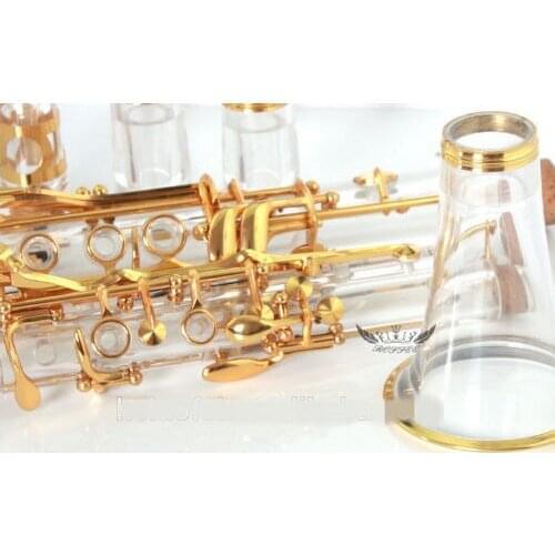 Music instrument gold plated key Bb clarinet acrylic transparent body clarinet