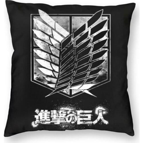 Attack On Titan Anime Manga Cushion Cover 45x45cm Decoration 3D Printing Wings of Freedom Throw Pillow for Living Room Two Side