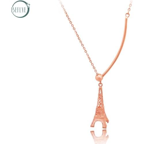 18k rose gold Necklace pure gold 750 chain set iron tower smile charm high-end fashion classic party boutique jewelry new 2019