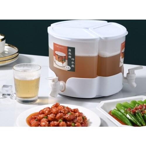 Plastic 360°rotating Cold Water Bottle With Faucet Three Grid Fruit Teapot Cold Drink Bucket Kitchen Accessories For Summer
