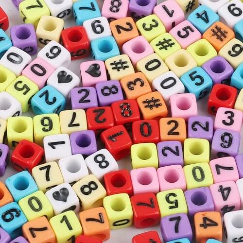 100pcs/lot 4mm Plastic & Acrylic Beads Square Number Beads Loose Beads For Jewelry Making Findings Necklace Bracelet Earrings