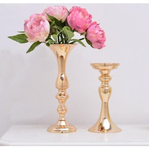 Gold/Silver Metal Candle Holder 21cm/8'' Stand Flowers Vase Candlestick As Road Lead Candelabra Centre Pieces Wedding Decoration