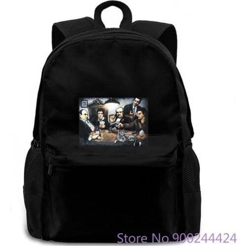 Get Down Art Mens Gangsters Playing Poker -Scarface Godfather Black O Neck Male Low Price Steampunk backpack