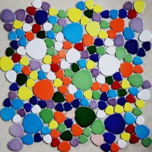 Colorful mixed colors pebble ceramic tiles for bathroom shower floor tiles kitchen backsplash swimming pool mosaic brown color