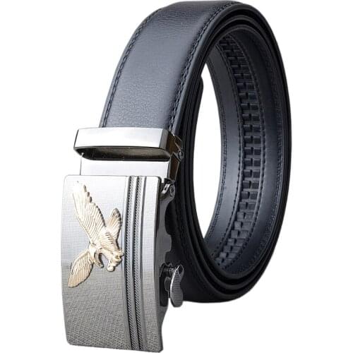 Fashion Flying Eagle Designers Automatic Buckle Belt for Men Genuine Leather Luxury Belts Business Men Belt Ceinture Homme