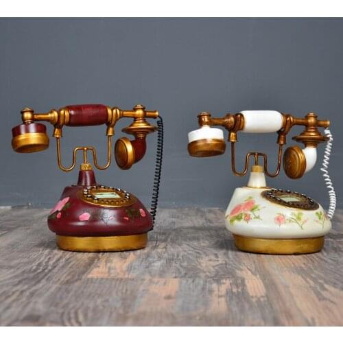 Retro Telephone Model Home Decoration Resin Prop Ornaments Creative Window Living Room Showcase Gift Presenst Photographic Props
