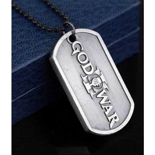 RJ GOD OF WAR 3 Kratos Dog Tag Necklace Metal Logo Tag Pendant Chain Jewelry Accessories Gift